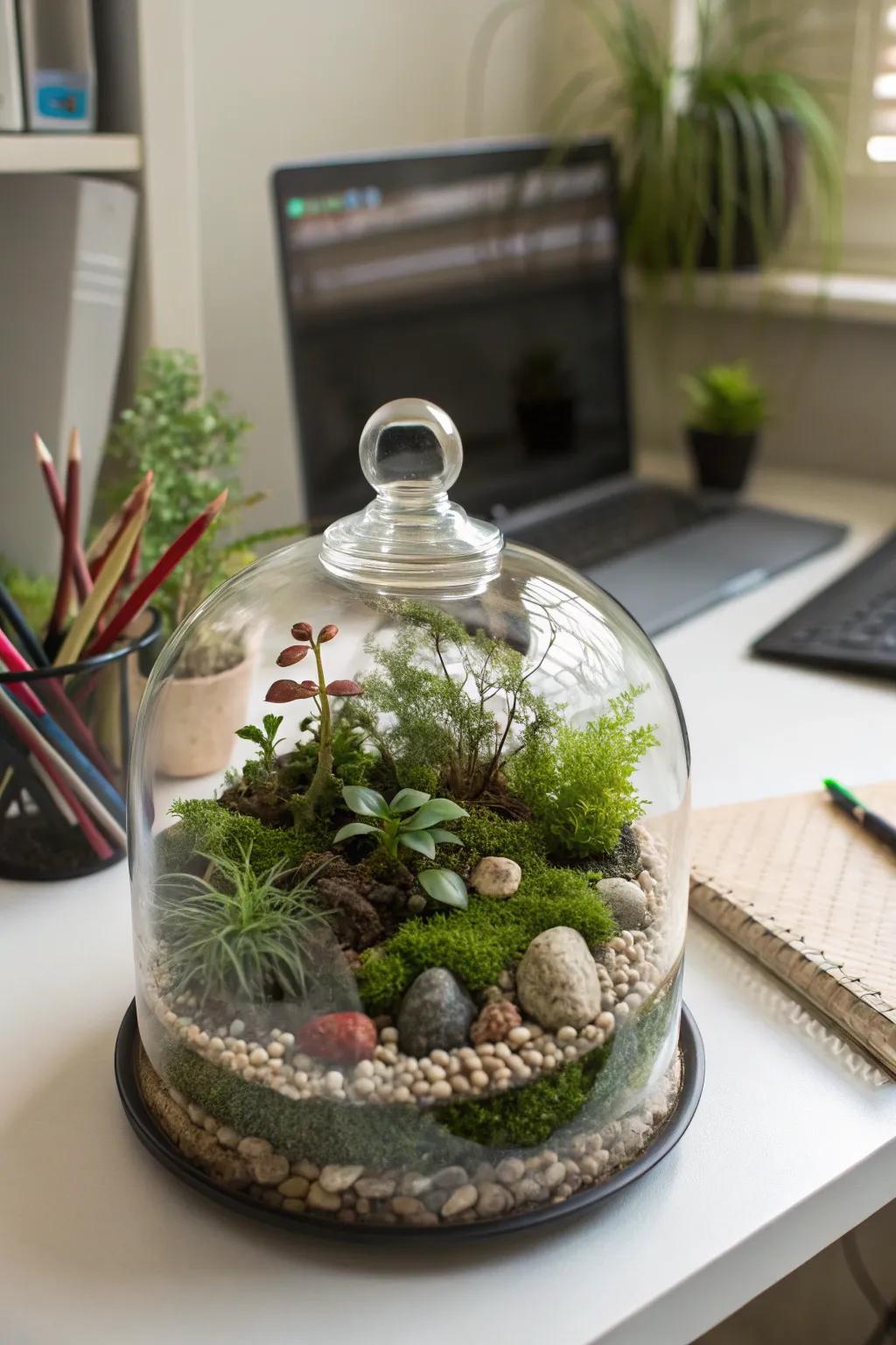 Transport a fragment of verdure to compact locations with a DIY terrarium.