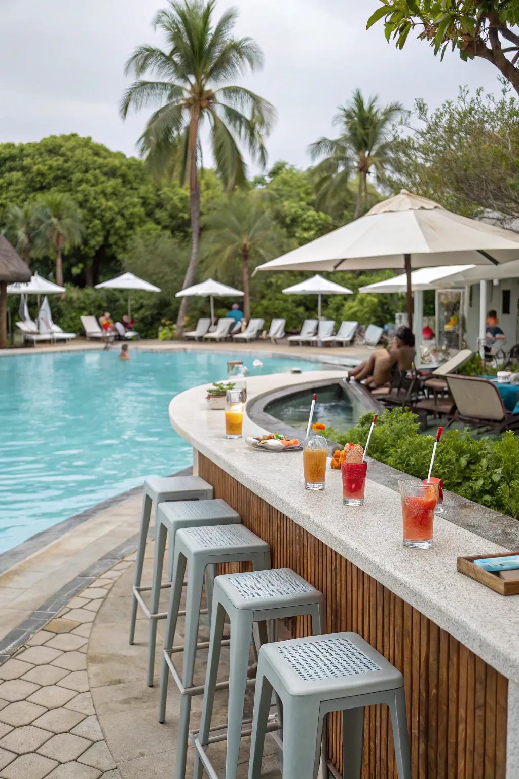 A poolside refreshment spot elevates your pool deck to a fun and luxurious spot.