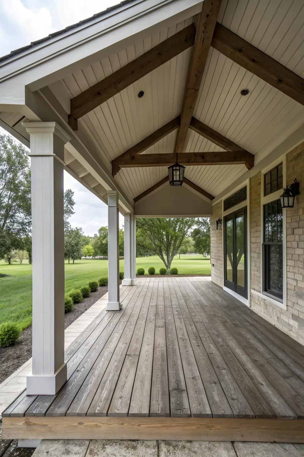 A robust and appealing hip roof design.