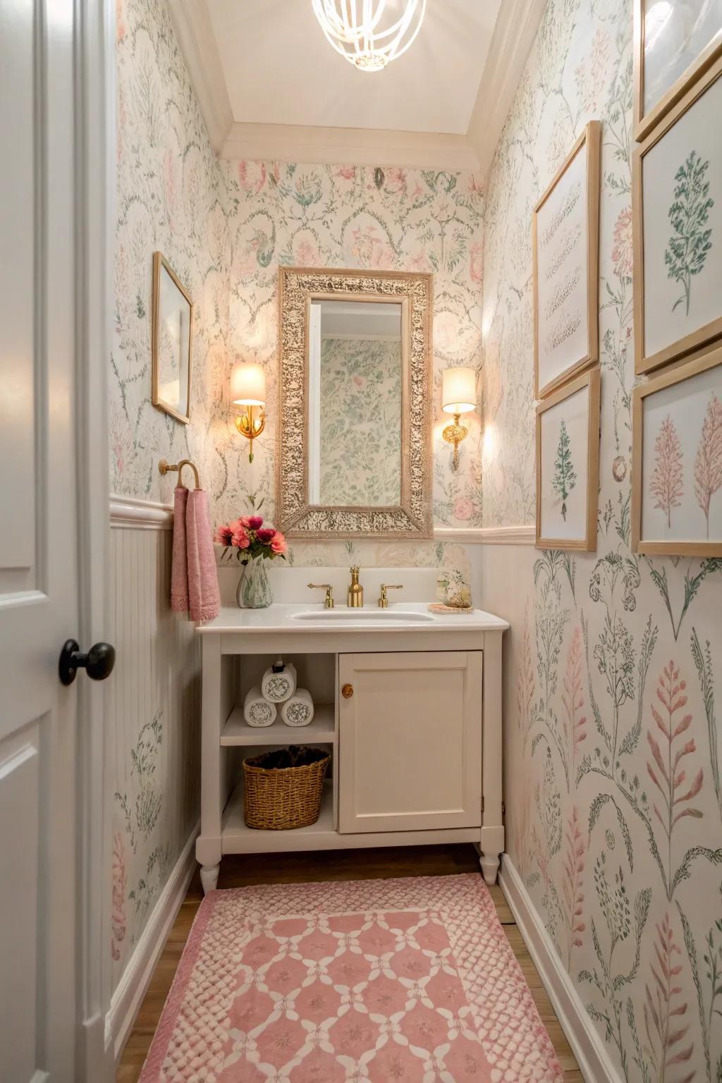 Freehand patterns add a quirky and individual stamp to your guest bathroom.