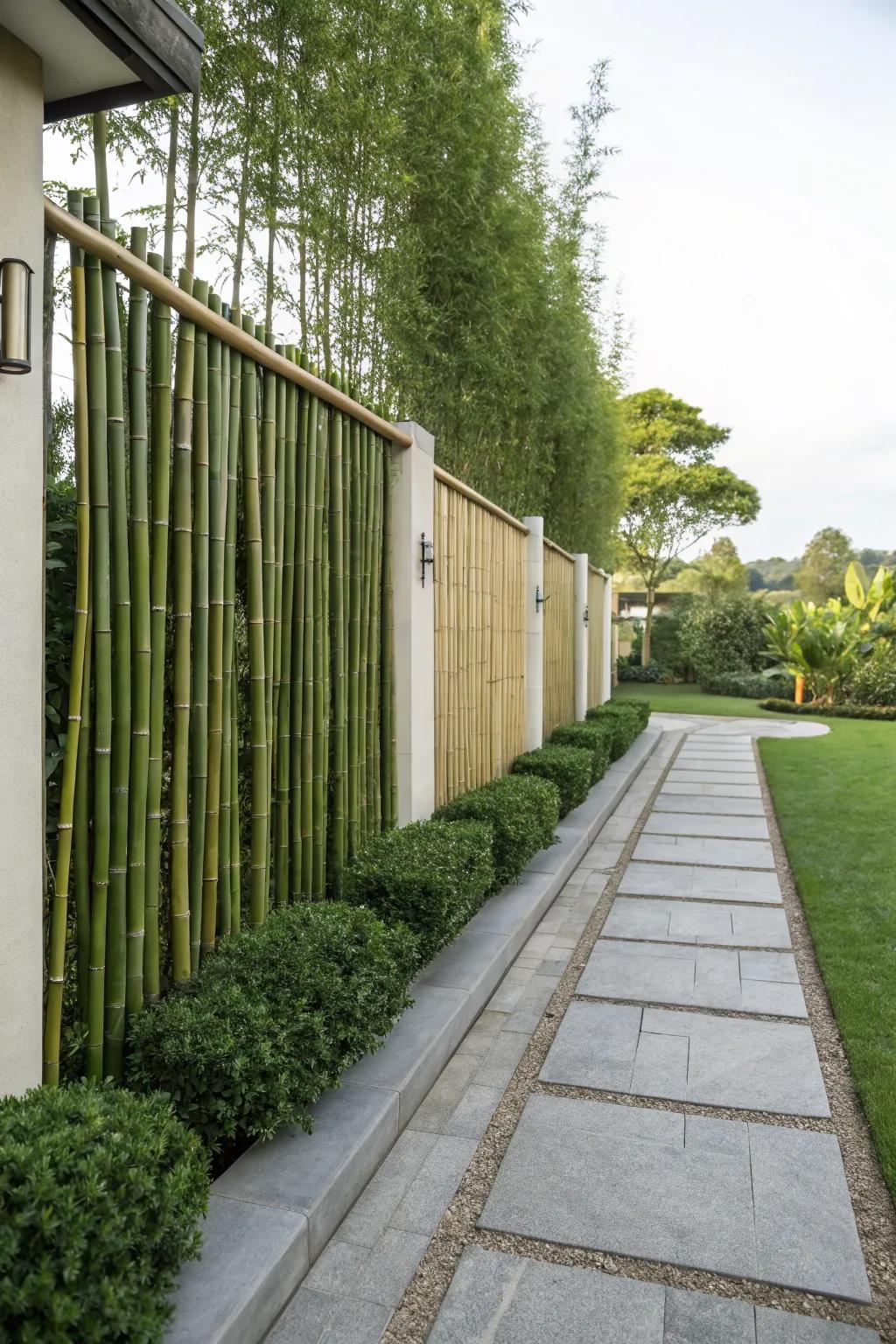 A bamboo screen offering a sustainable and elegant boundary solution.