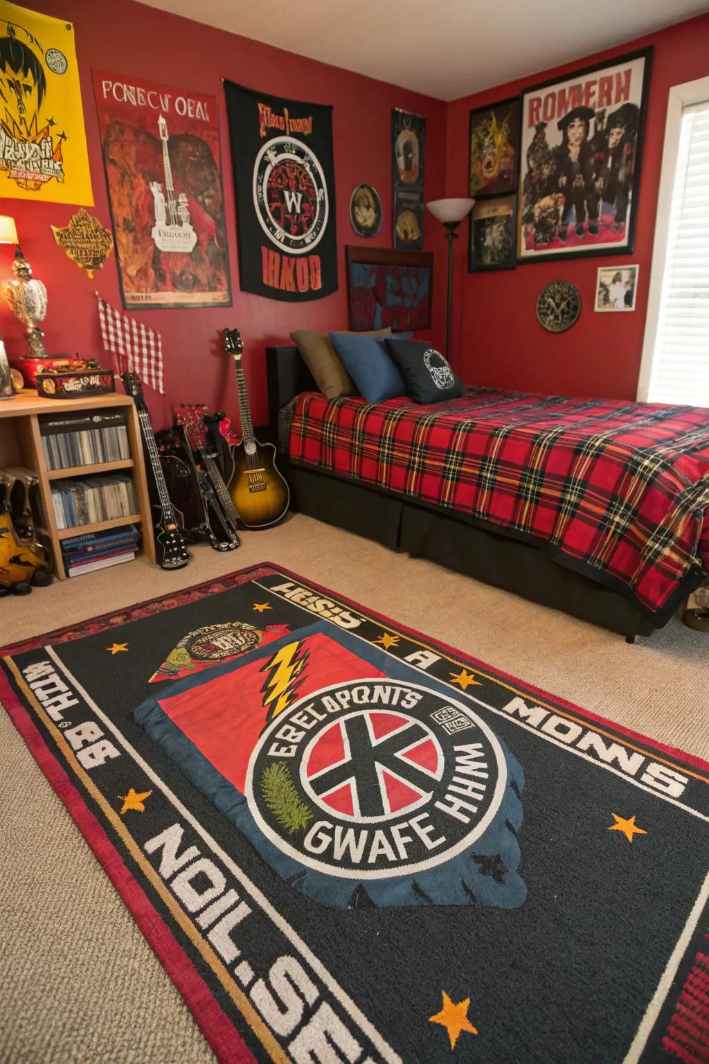Render a fashion proclamation by way of a punk-themed area covering.