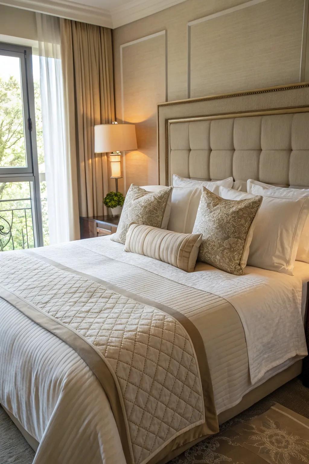 Asymmetrical arrangements provide a contemporary and spirited detail.