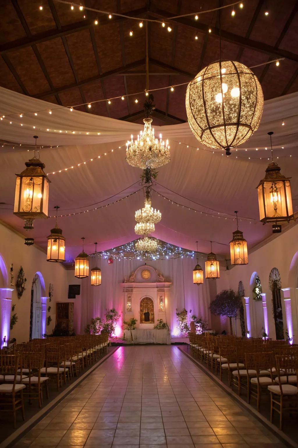 Unique illumination adds glamour to the venue.