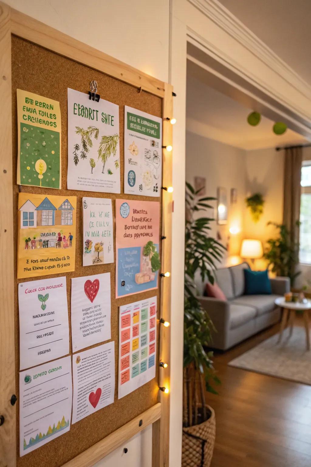 An eco-conscious board promoting sustainable lifestyle tips.