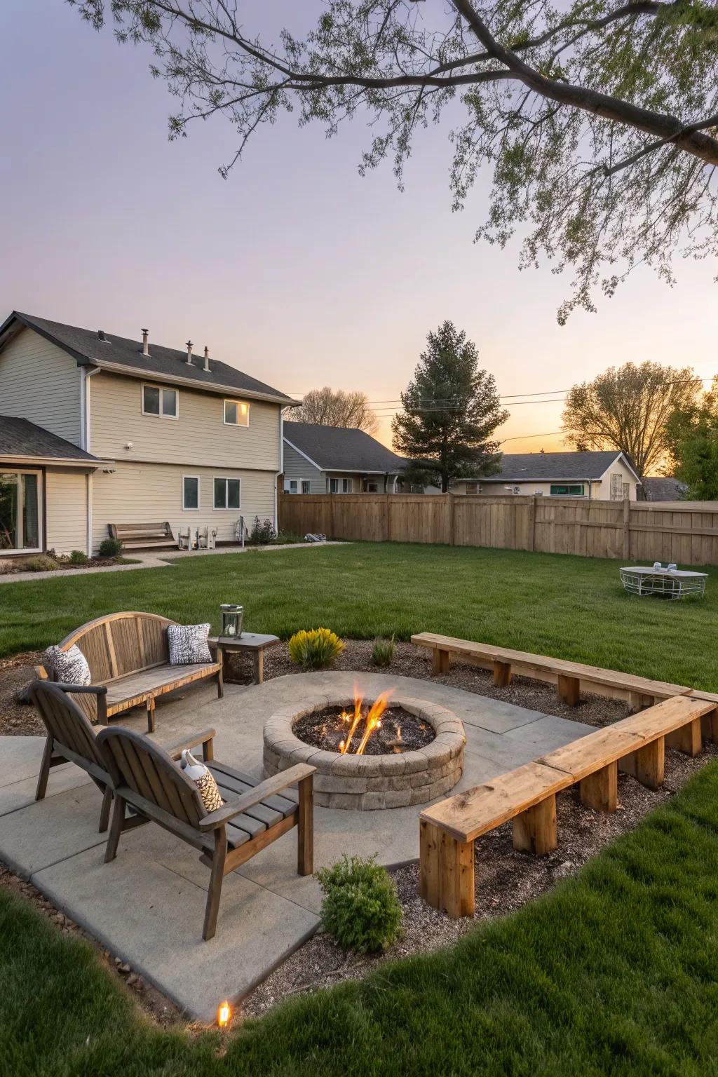 A snug fire hollow in the rear of a raised ranch, ideal for congregations.