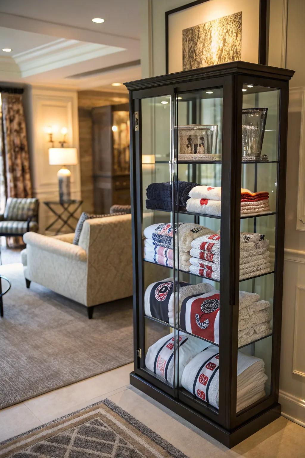 Retain your celebration cloths devoid of particulate matter within a vitrine.