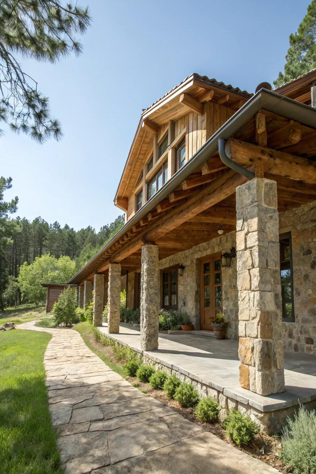 Innate accents infuse an earthy ambiance into this ranch-style abode.