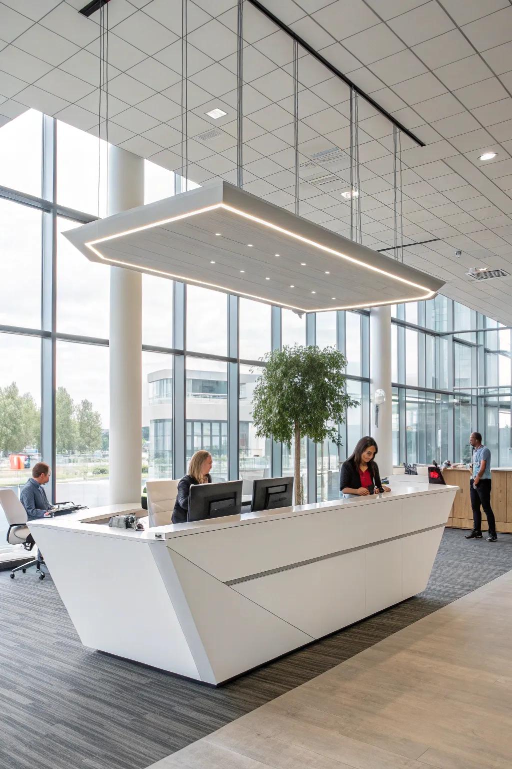 A modern suspended desk that maximizes space and movement.