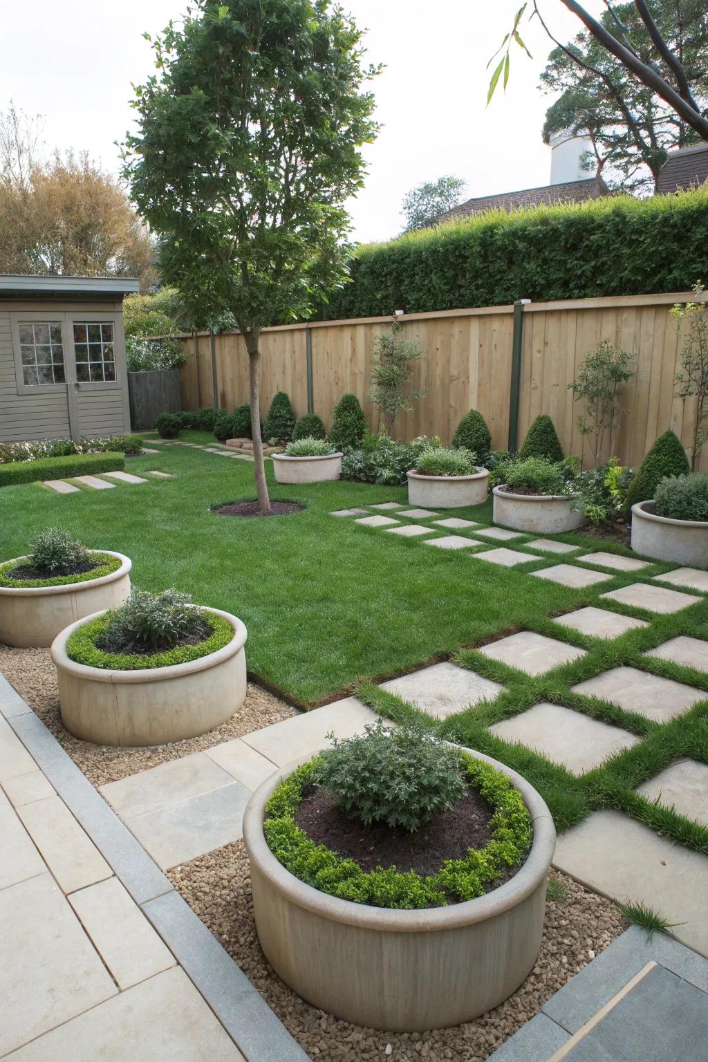 Rounded motifs soften the lines and add interest to the space.