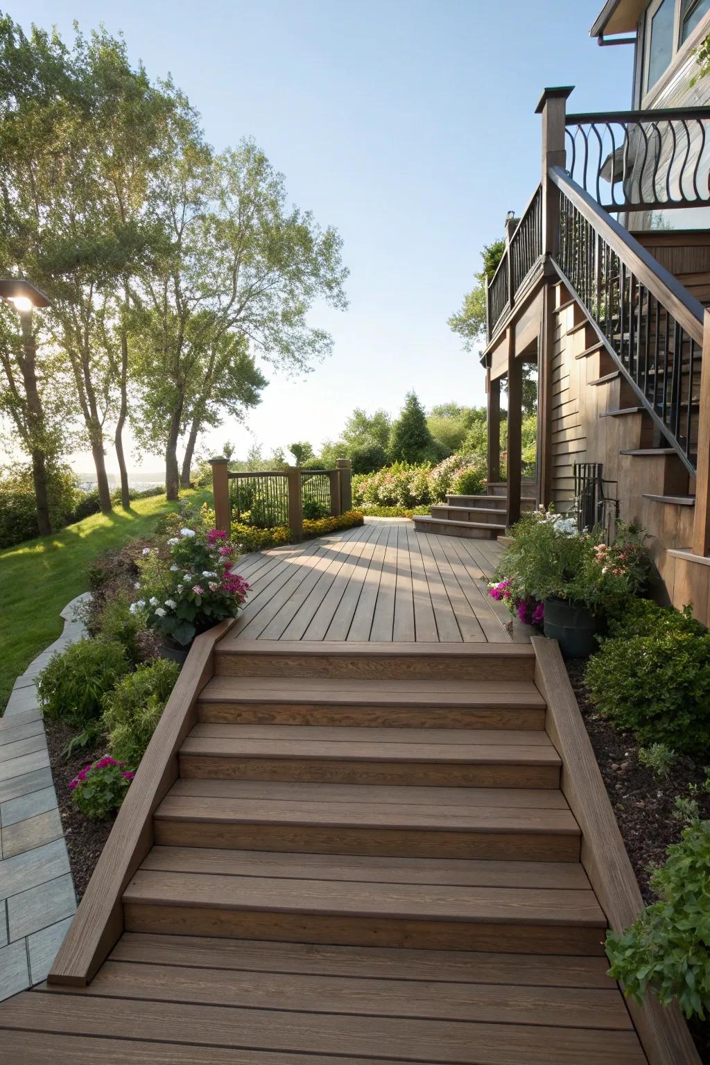Introduce depth with chic deck stairs.