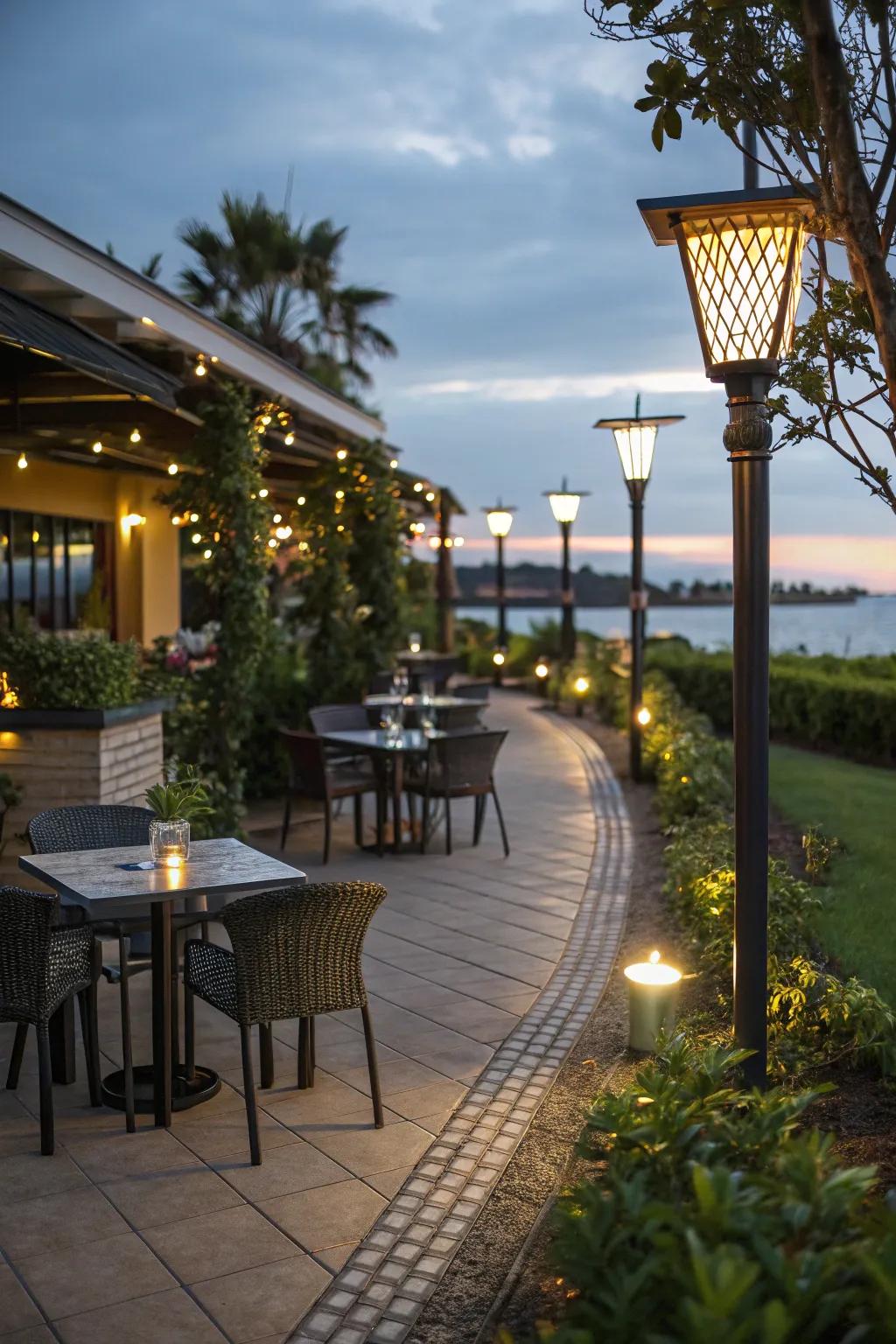 SunCharged walkway lights are both functional and sustainable.