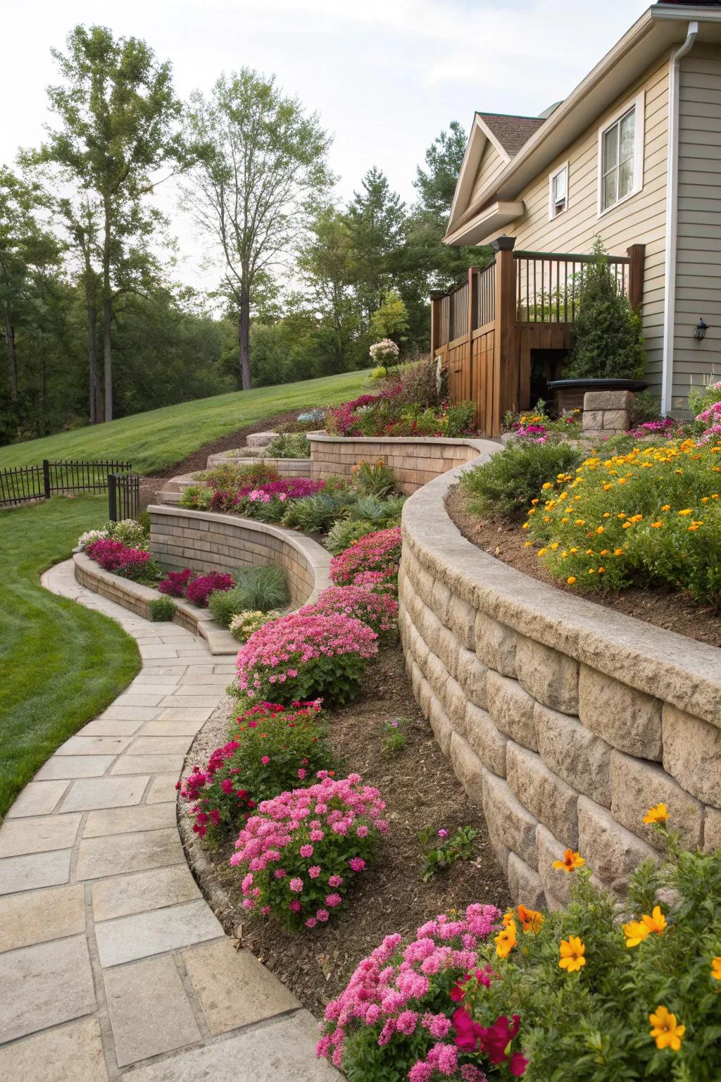Landscapes benefit from the elegance and natural flow that curved walls provide.