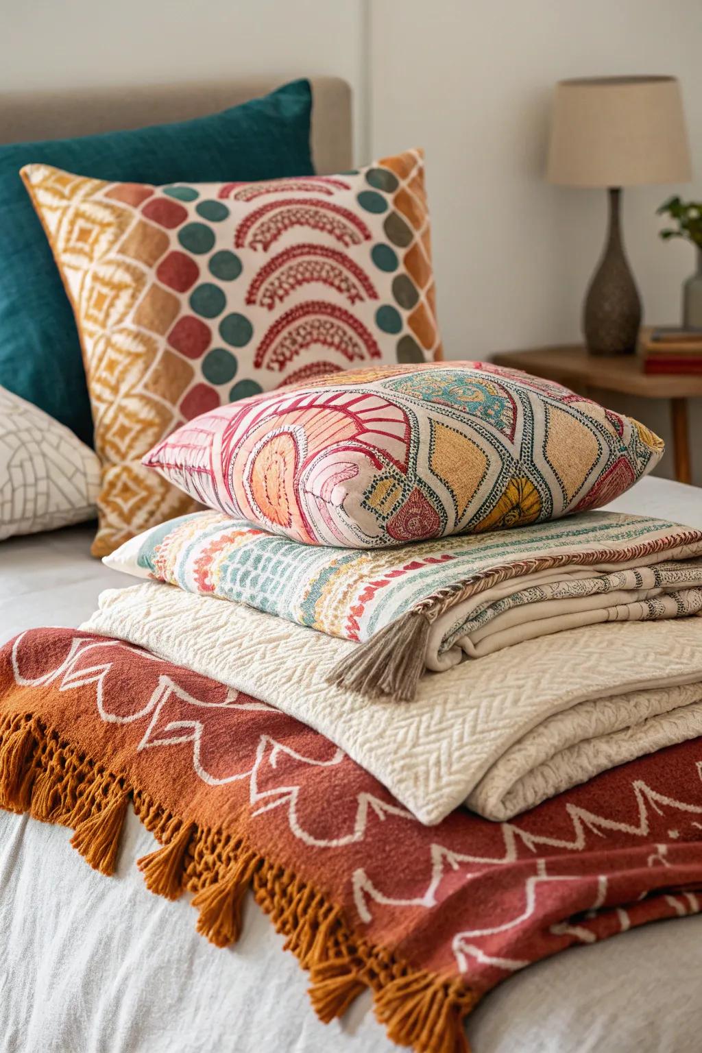 Layered textures enhance coziness and color.