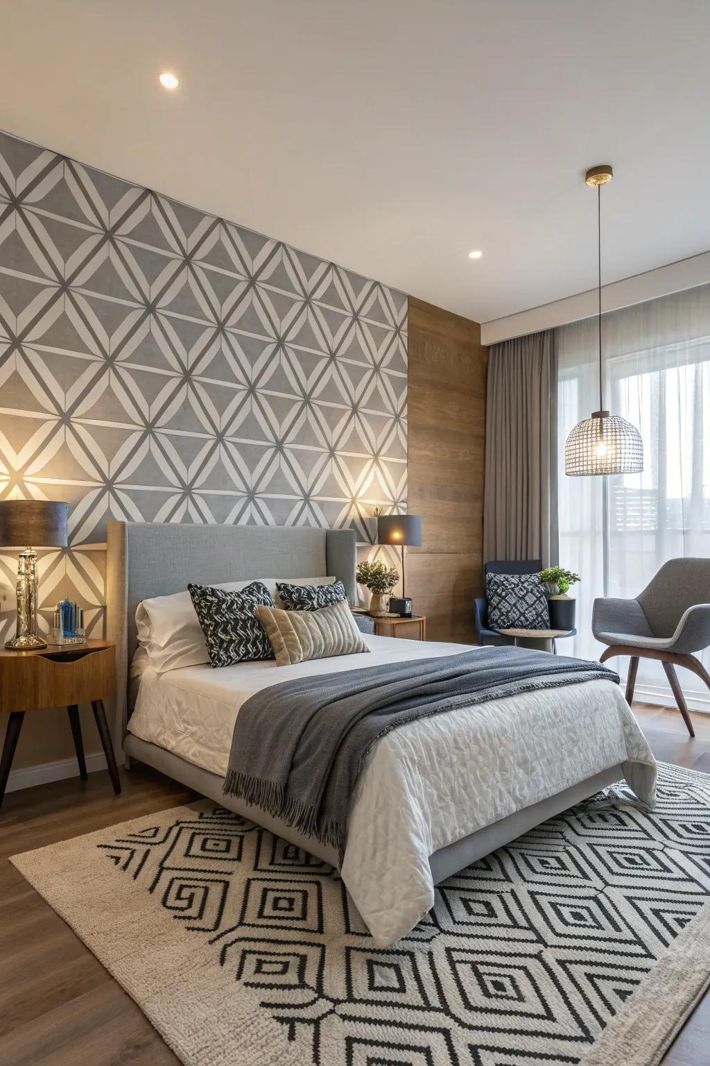 Geometric designs provide dynamic interest.