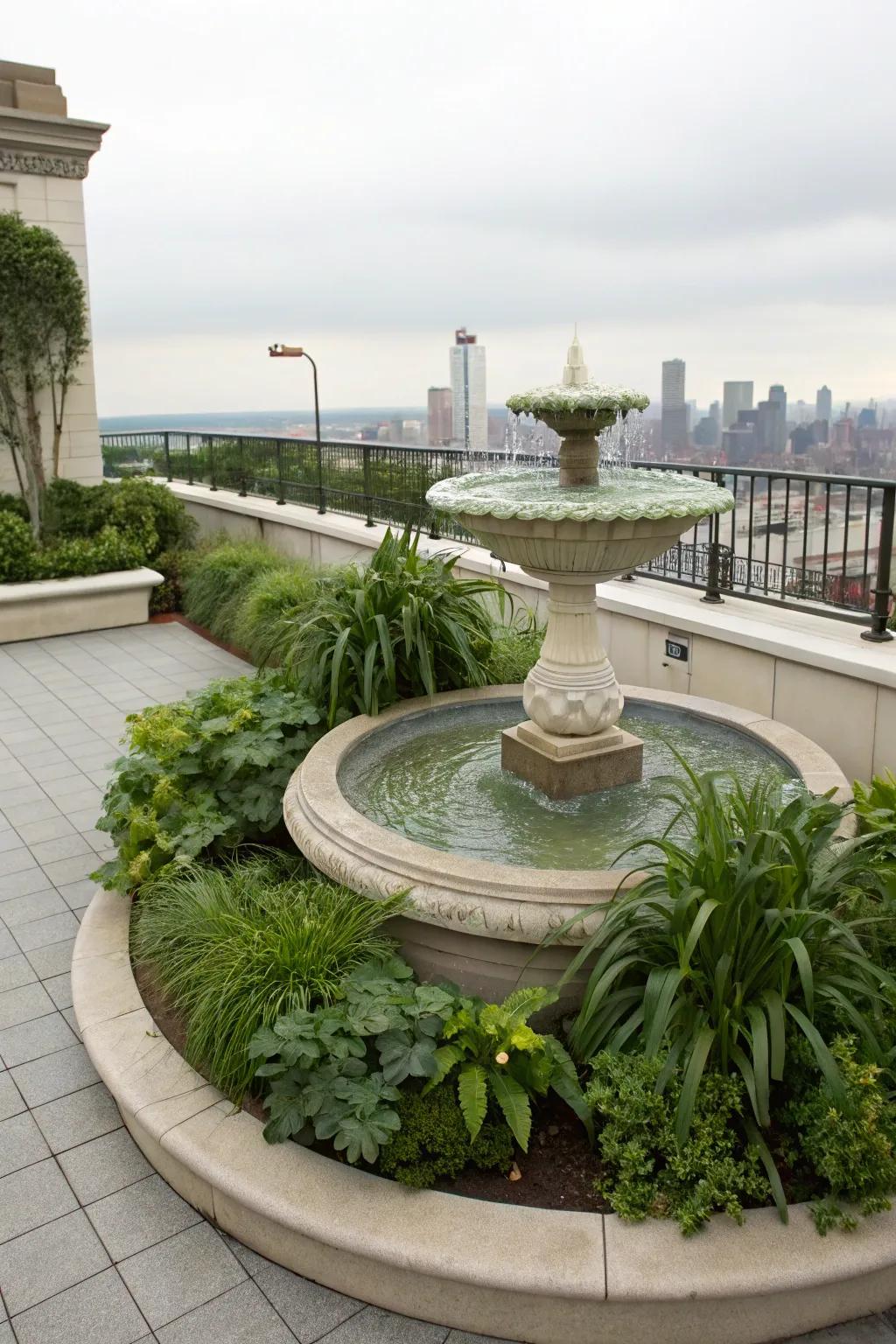 Incorporate serenity using a beautiful aquatic feature.
