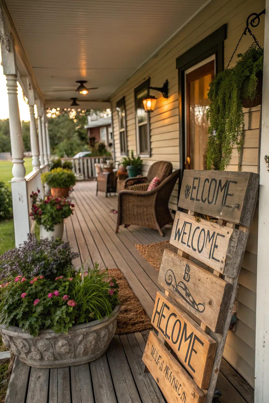 Rustic signage appends a personal and welcoming trace.
