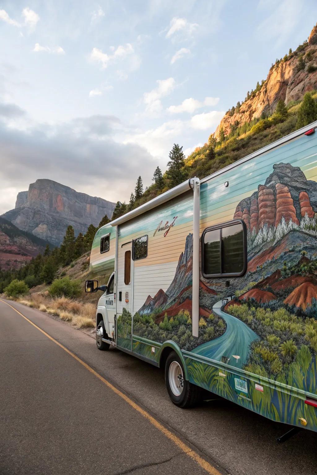 Painted canvas siding converts your RV into a mobile art exhibit.