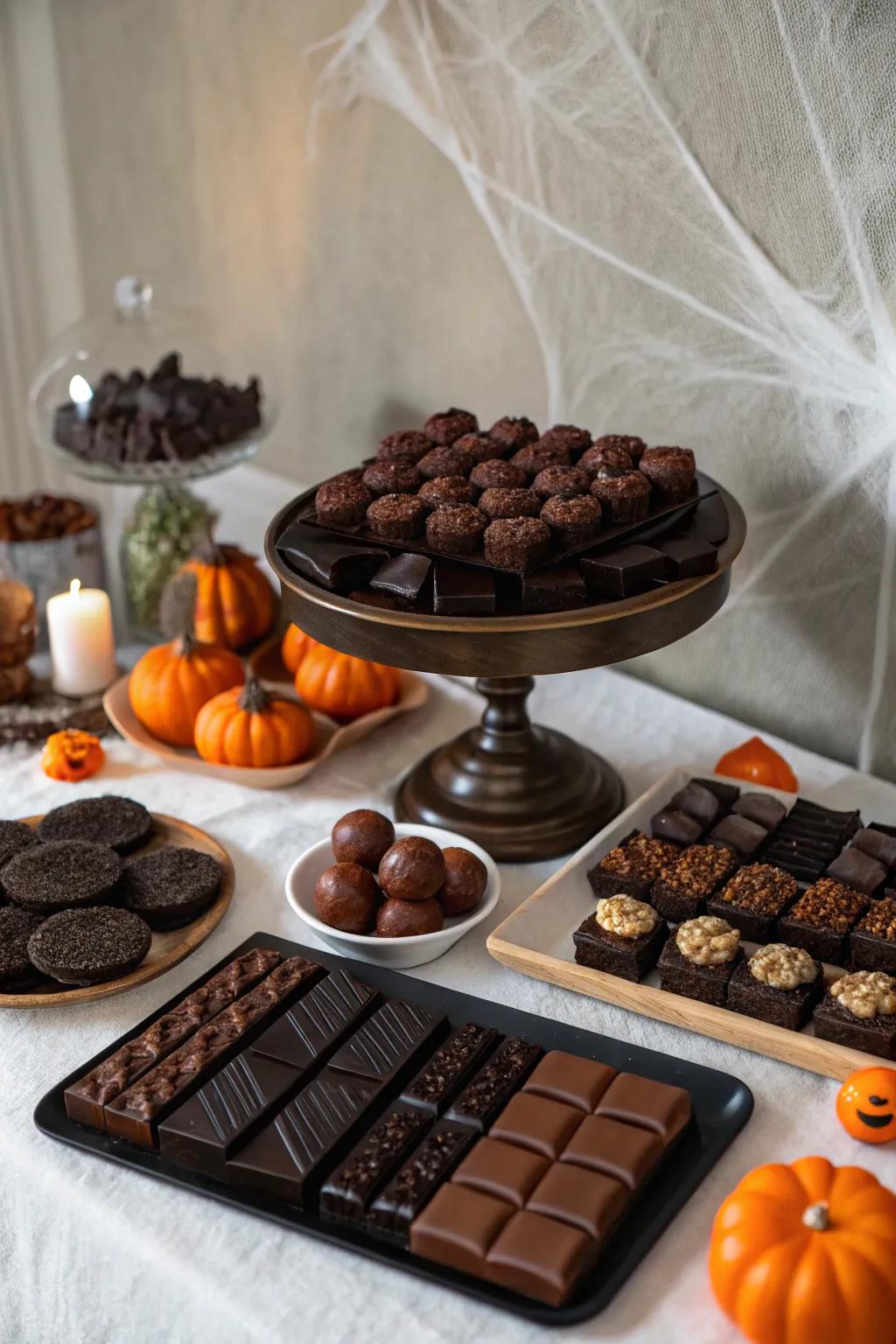 Deep chocolate delights signify a sophisticated touch.
