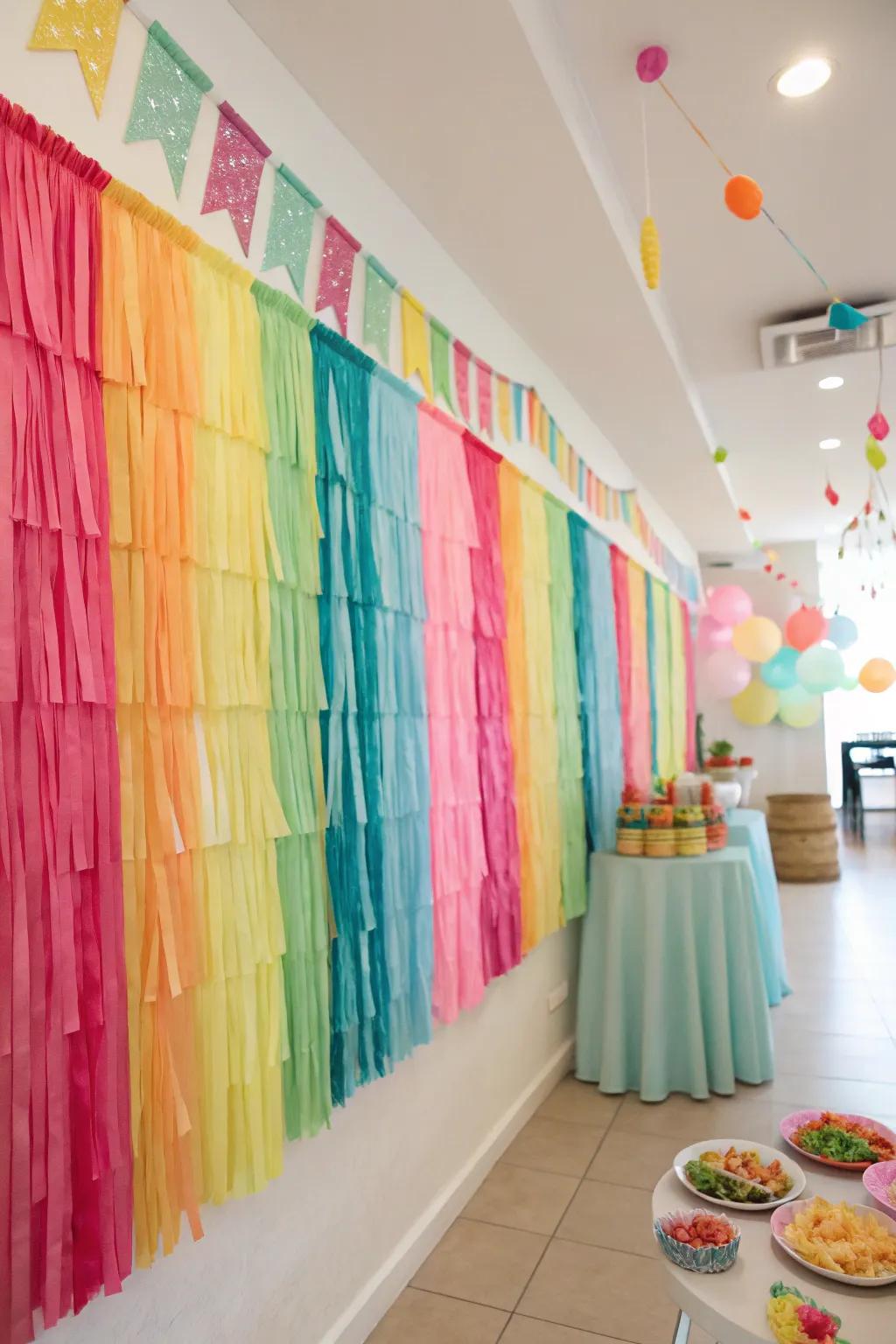 Paper streamers incorporate texture and festivity to your selfies.