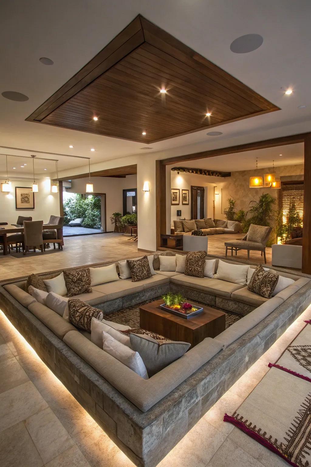 A vintage-inspired seating hollow enhances charm and intimacy.