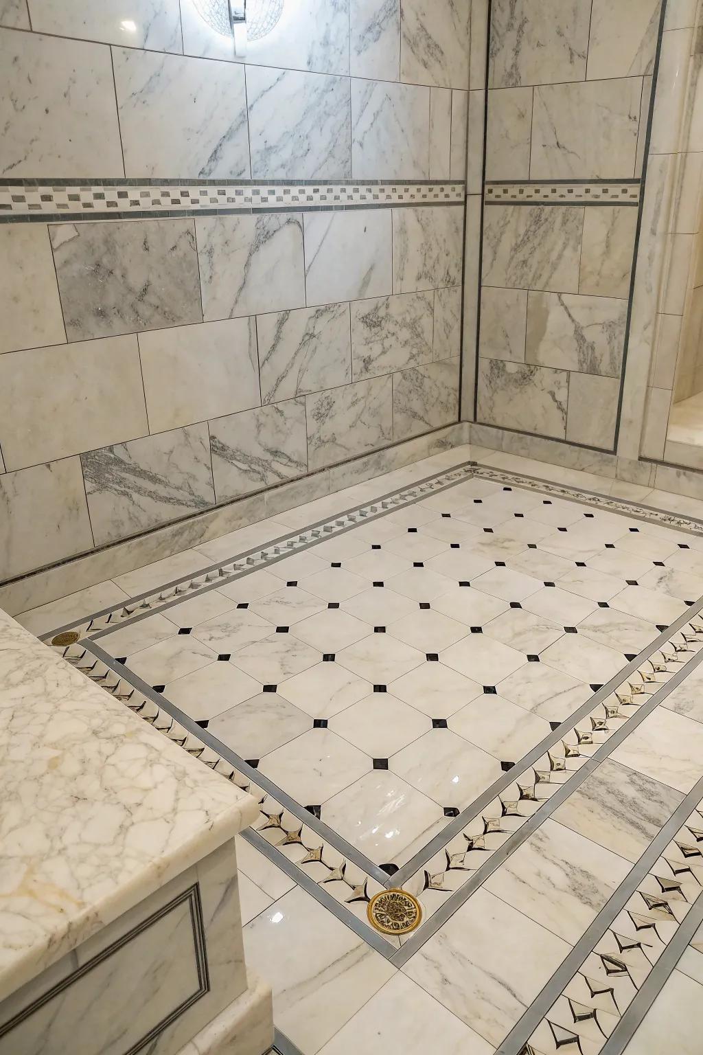 Enhance your shower with the enduring elegance of marble.