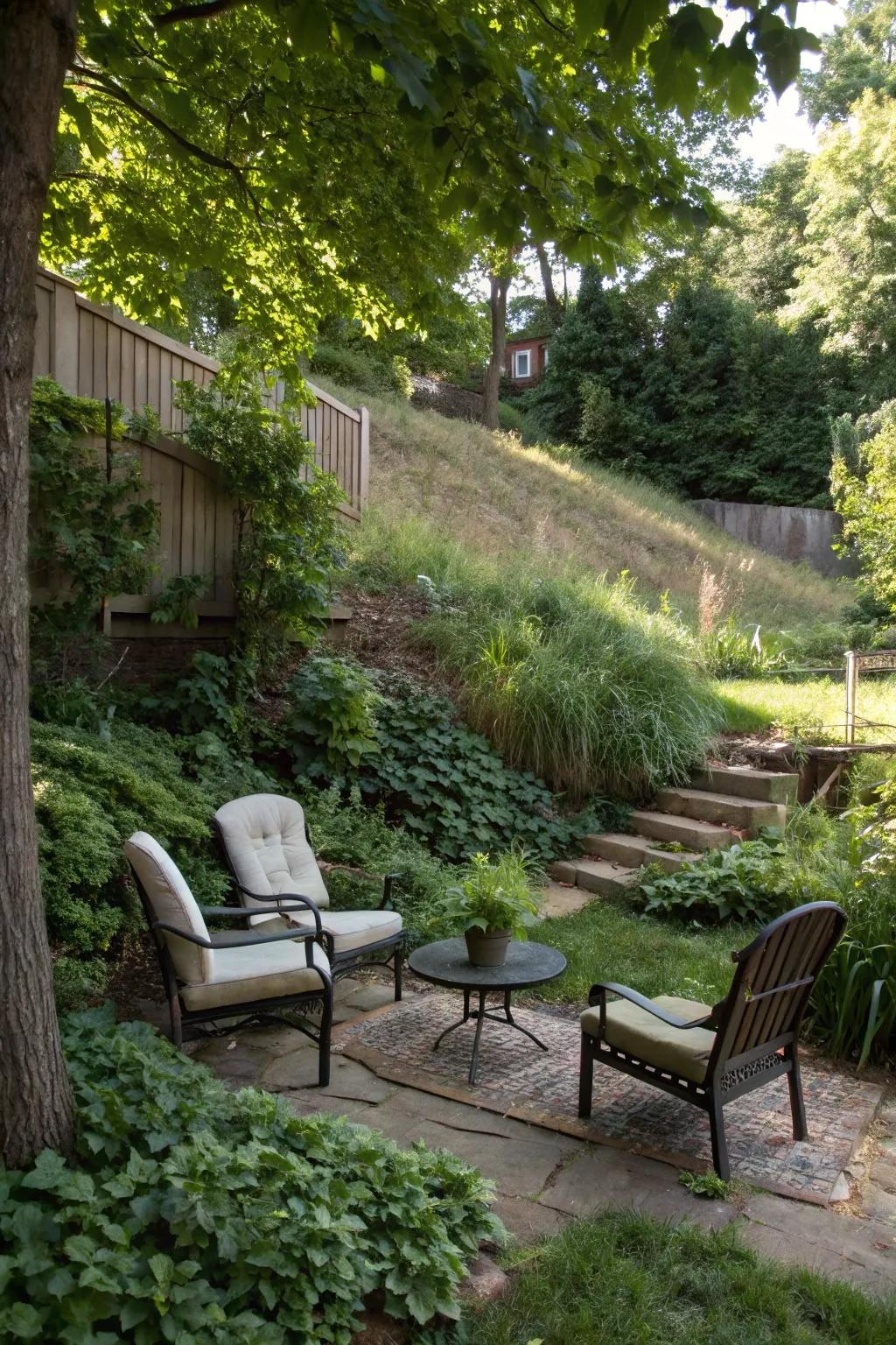 A snug nook for tranquility amidst the garden.
