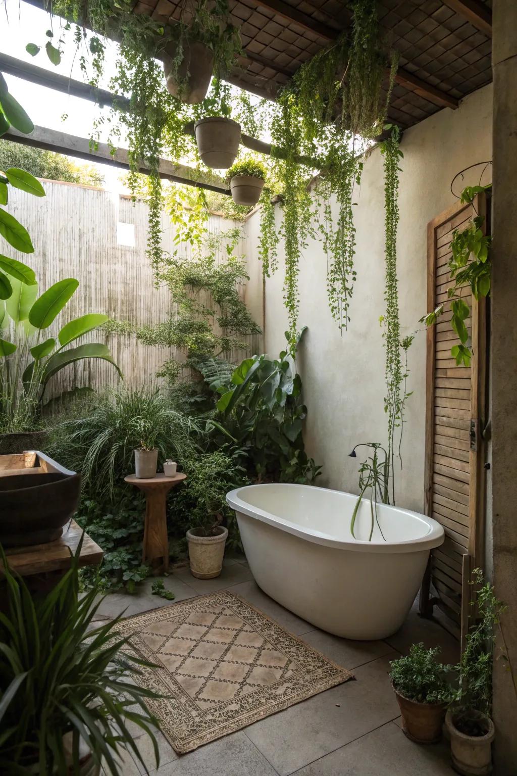 Plants contribute freshness and tranquility to your bathroom.