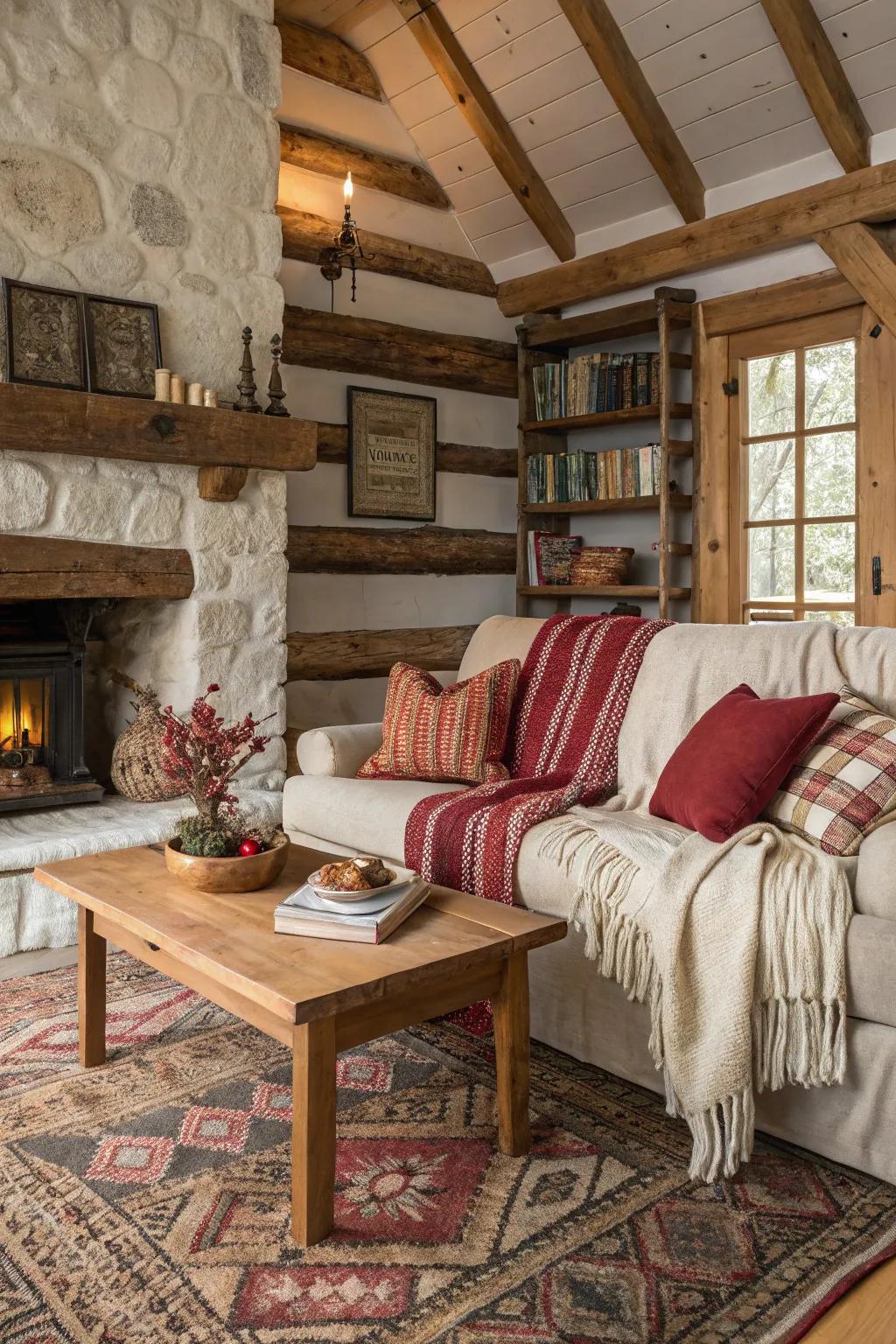 A cabin interior enriched through draped textiles which promotes added warmth.
