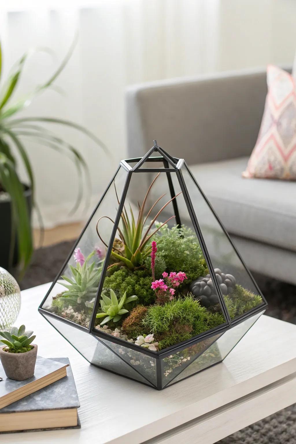 Geometric terrariums proffer a contemporary inflection for botanical spectacles.