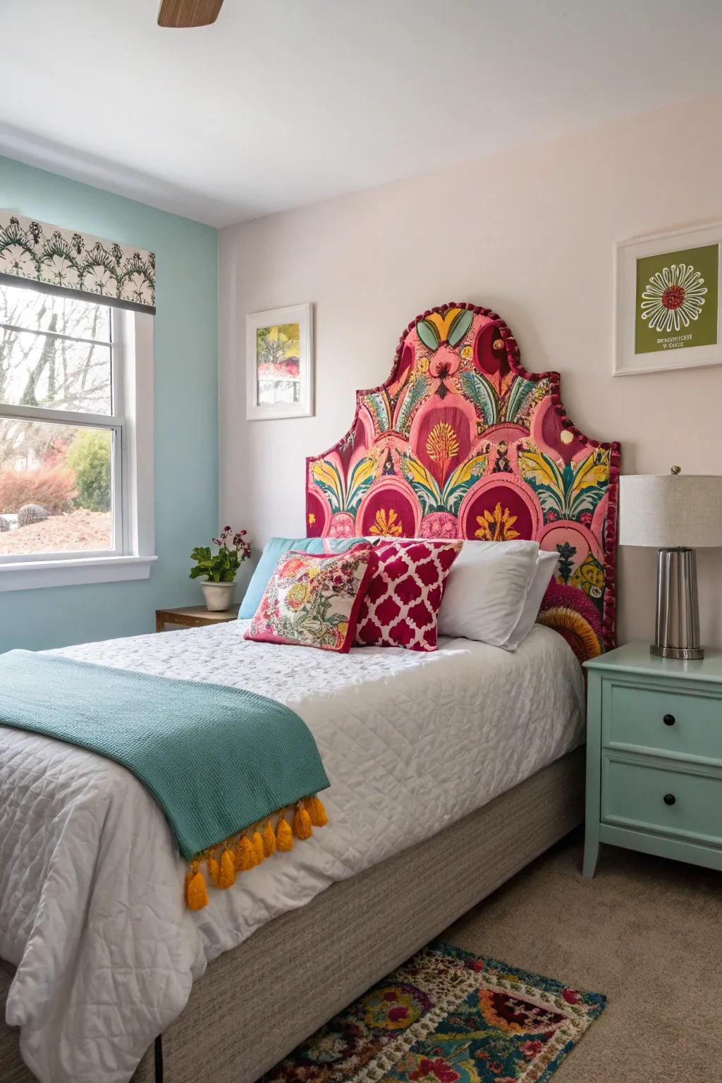 A headboard highlights focus and style.