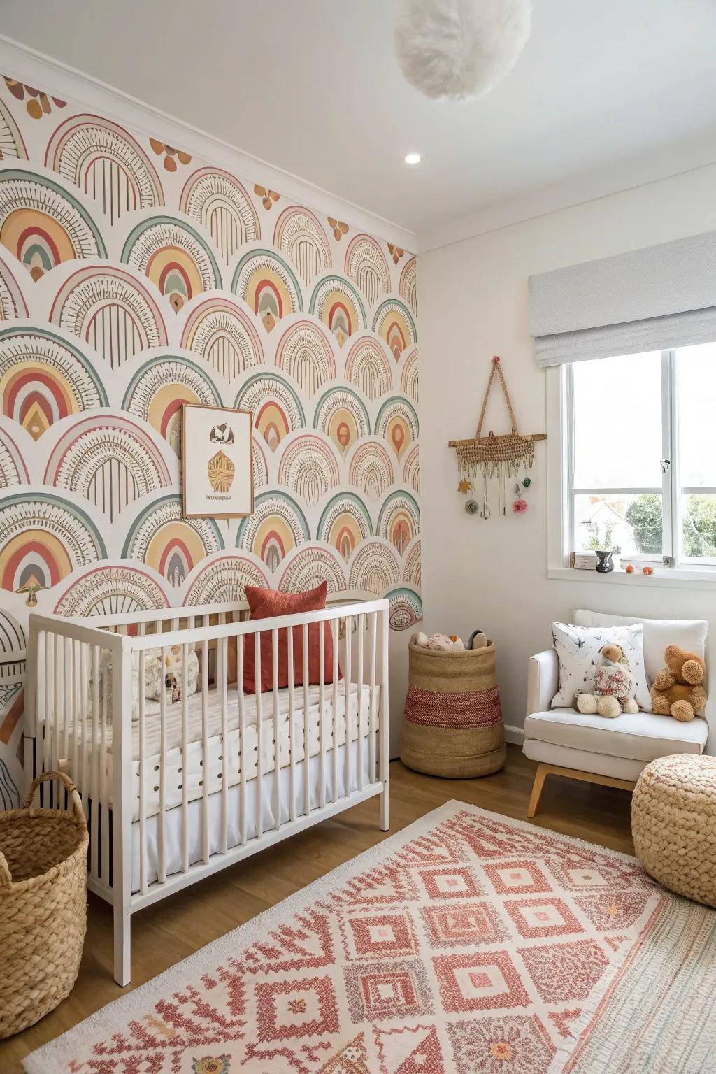 A feature wall adds a touch of personality.