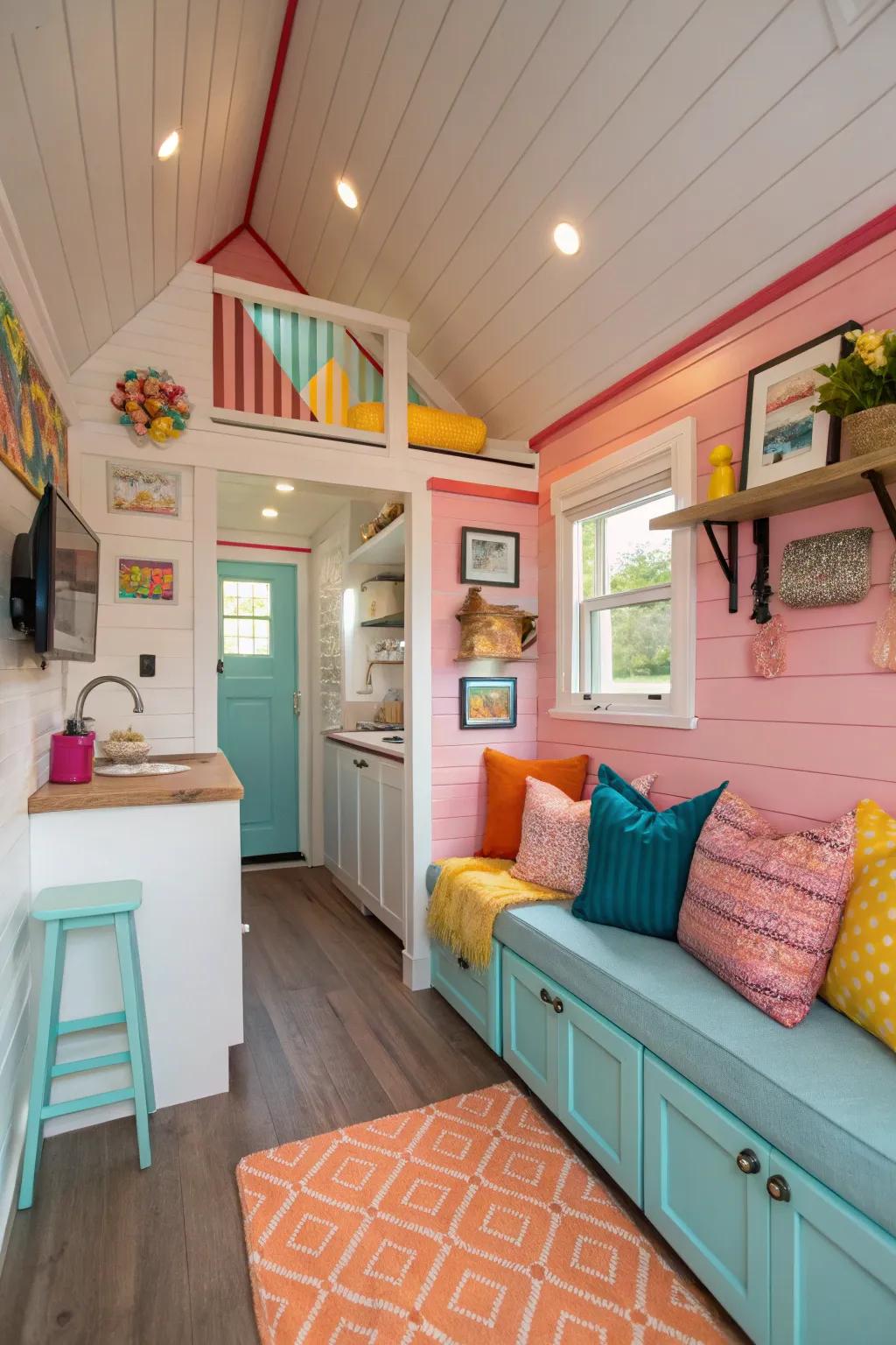 Bold colors add personality and vibrancy to small house interiors.