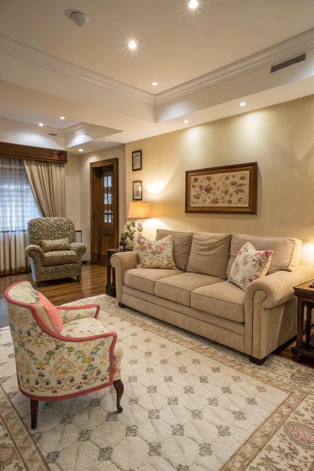 Contrasting sizes add a playful dynamic to interiors.
