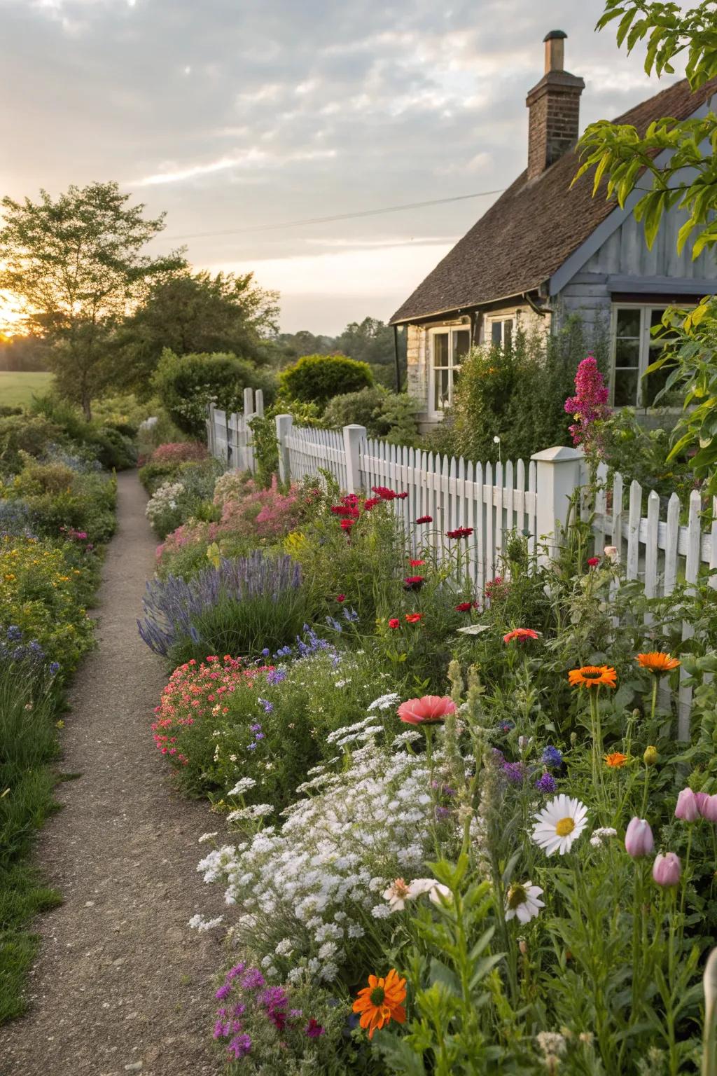 A quaint garden border radiates appeal and coziness.