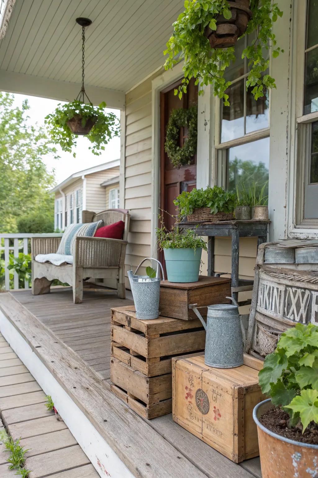 Vintage acquisitions contribute an indication of reminiscence and allure to your veranda.