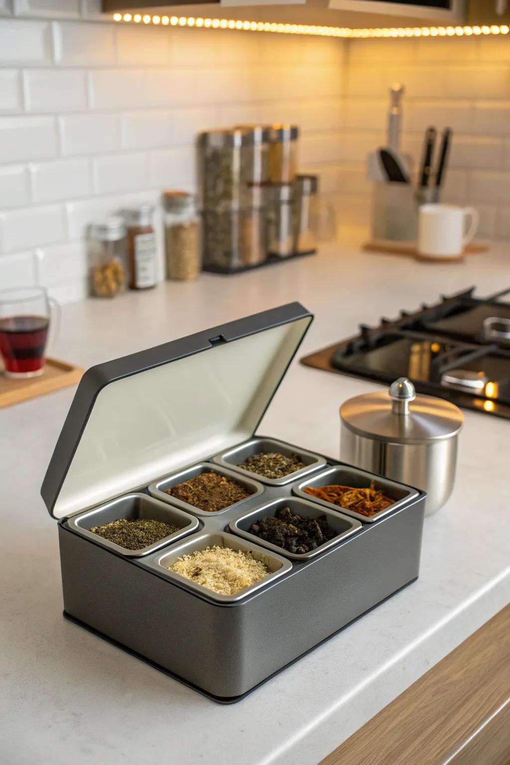 A chic tea caddy for effortless tea access.