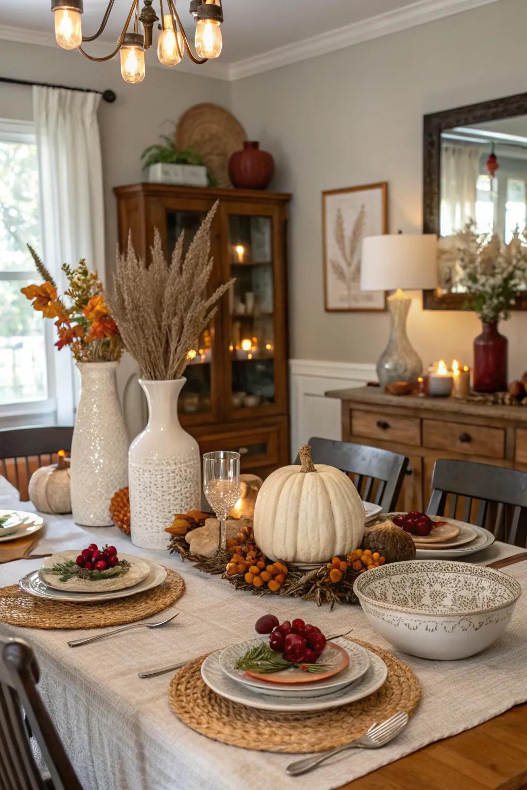 Charming period acquisitions augment character within the dining chamber.