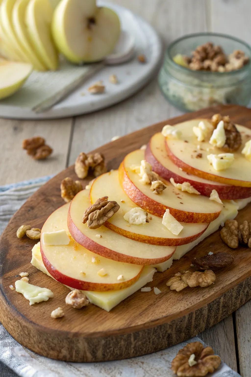 An attractive mix of sweet and savory apple slices.