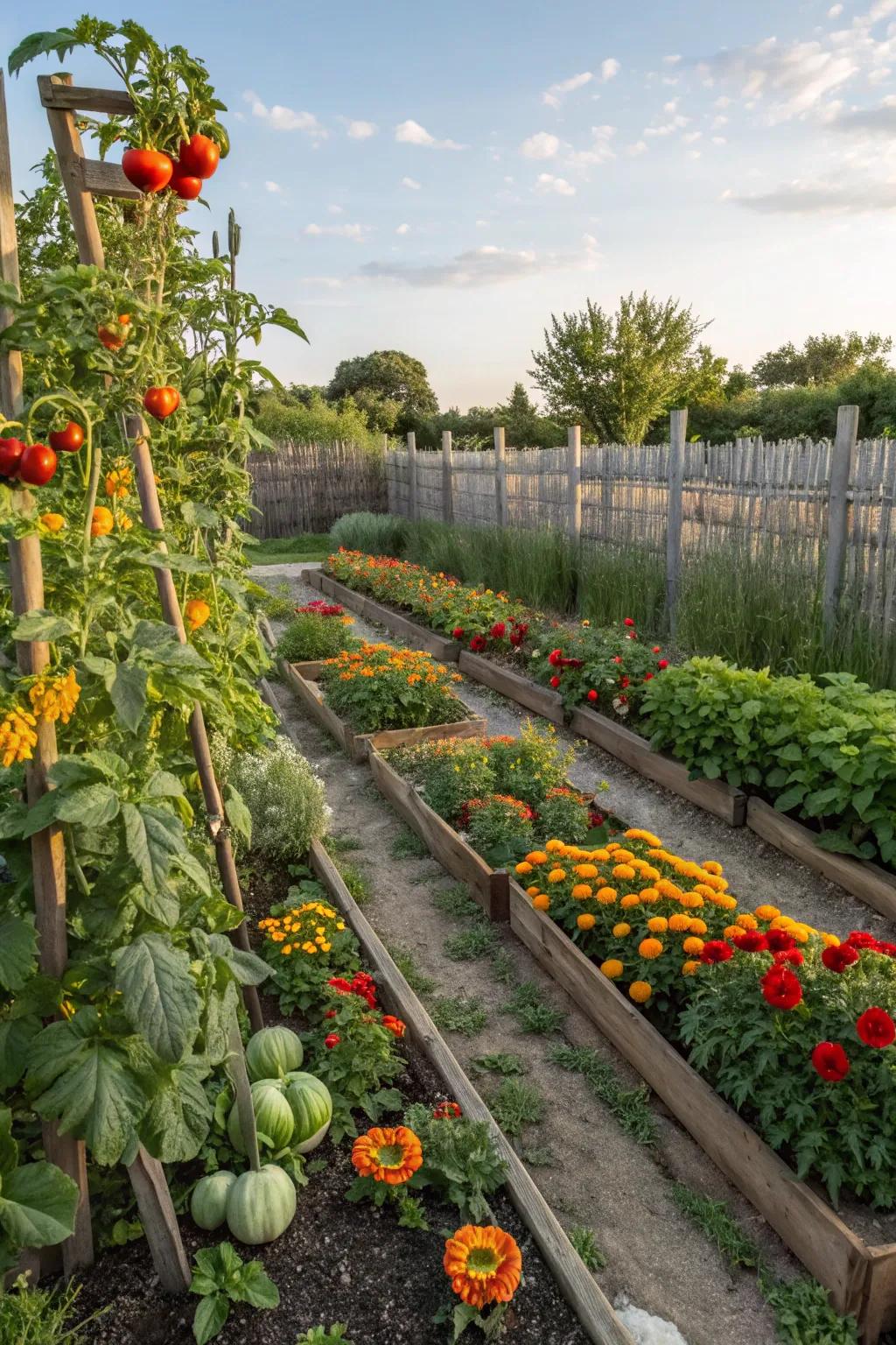 An edible garden harmonizing beauty and utility.