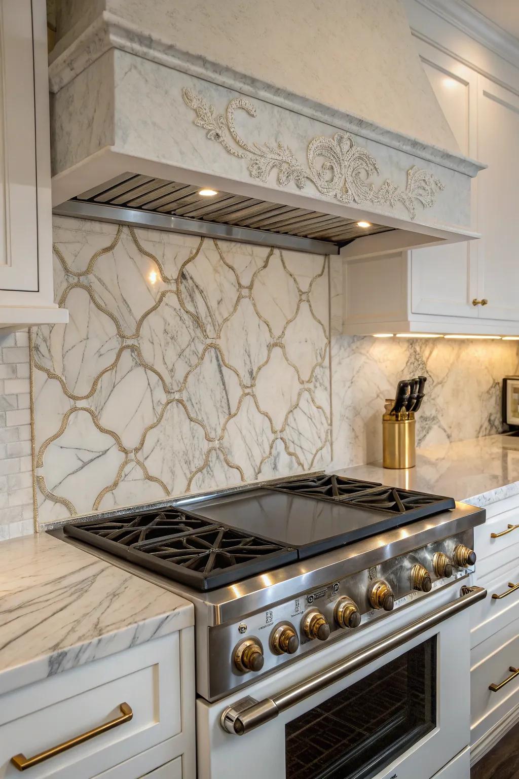 Marble squares add a luxurious and timeless elegance.