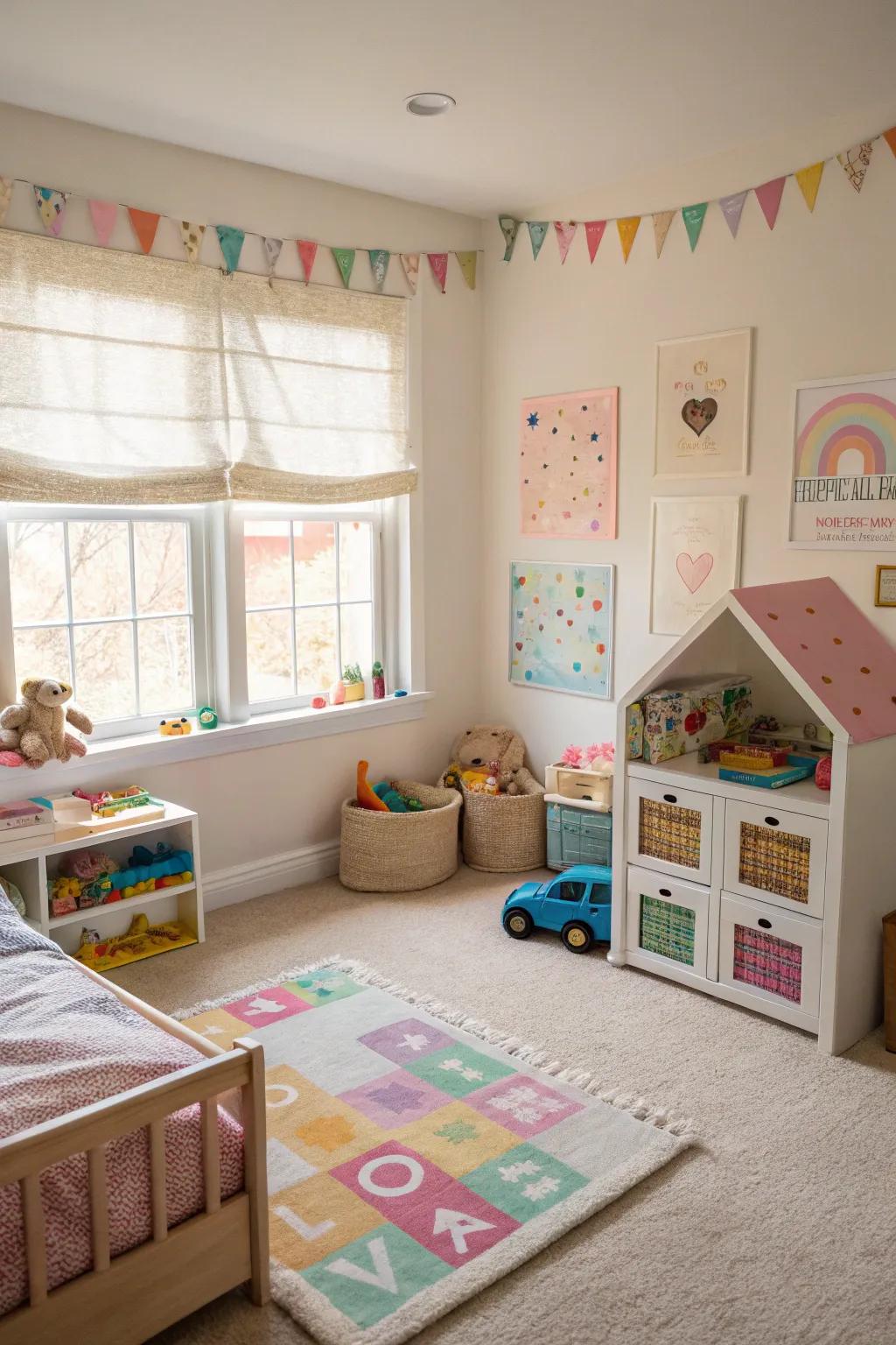 A dynamic play corner promotes exploration.