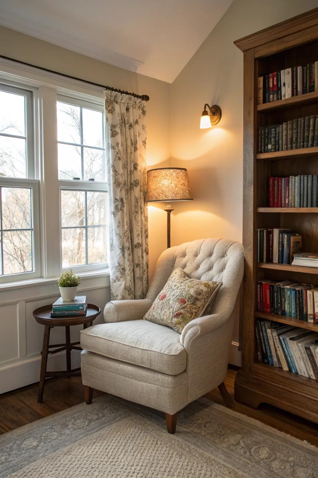 A reading alcove offers the ideal escape.