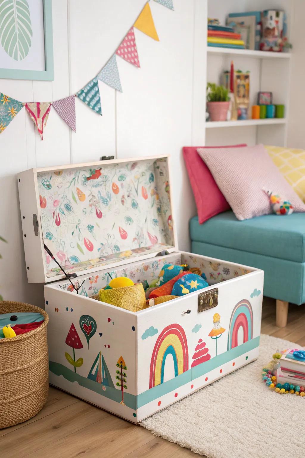 Whimsy and color compose a playful treasure chest.