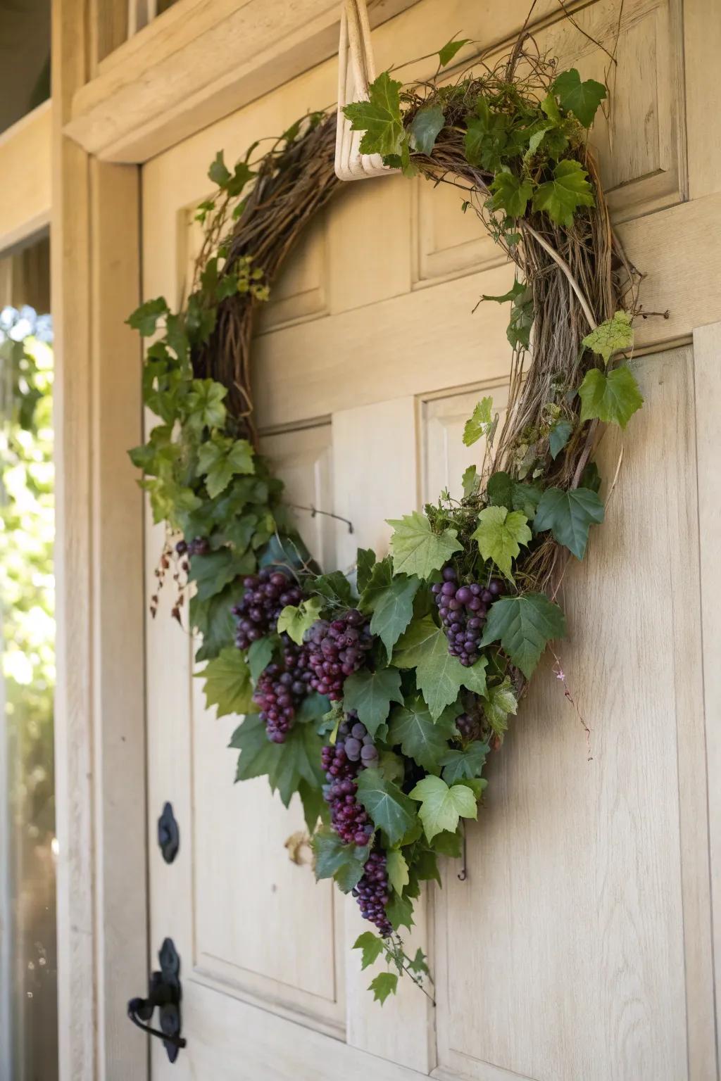 A grapeseed heart display introduces an earthy, organic accent to your decor.