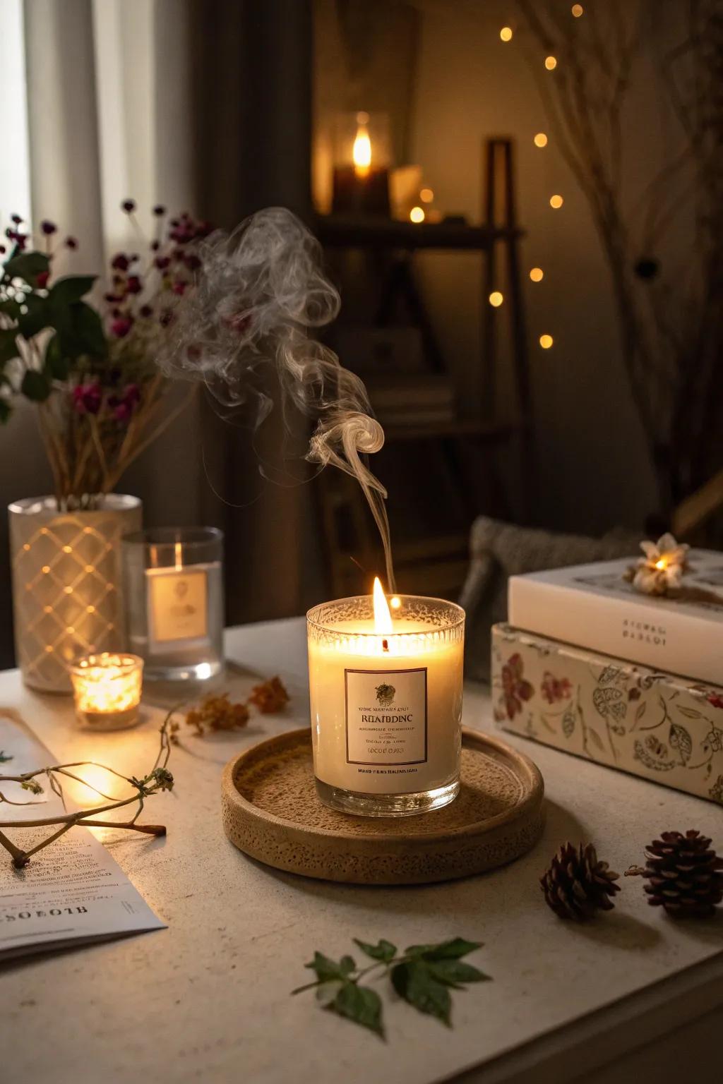Scented candles create a cozy and inviting atmosphere.