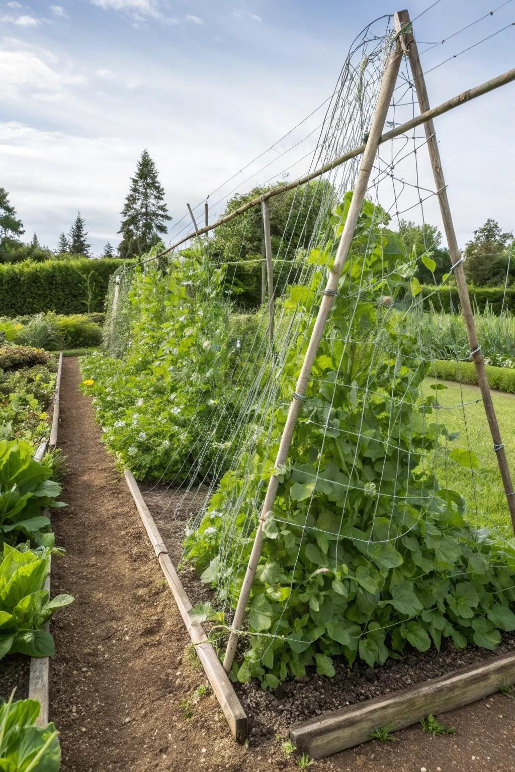 Knotted trellises are versatile and budget-friendly.