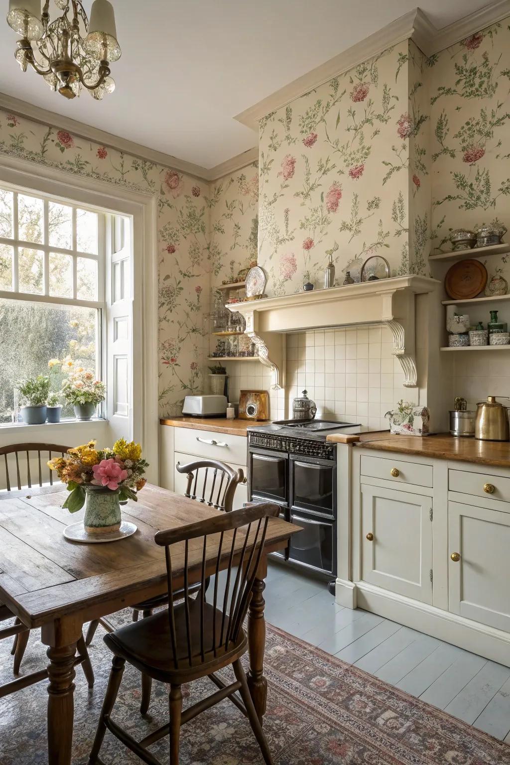 Wallpaper introduces profundity and a personal impression to Victorian cooking areas.