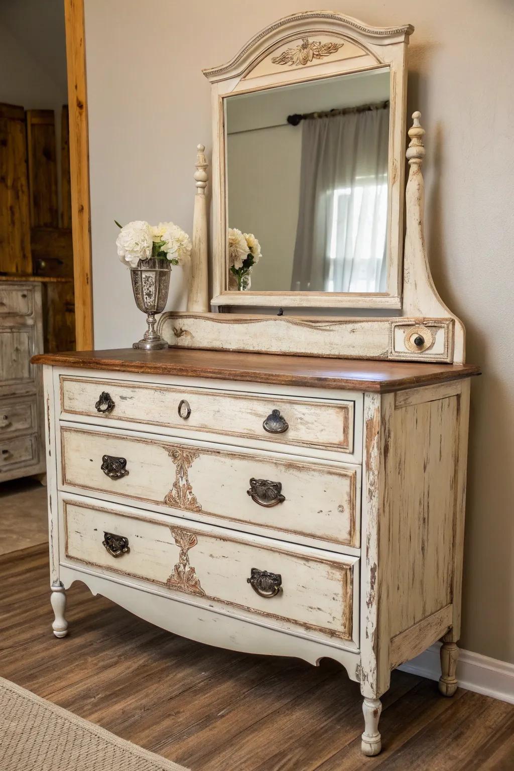 An erstwhile bureau can be transformed into a gorgeous antique dressing table.