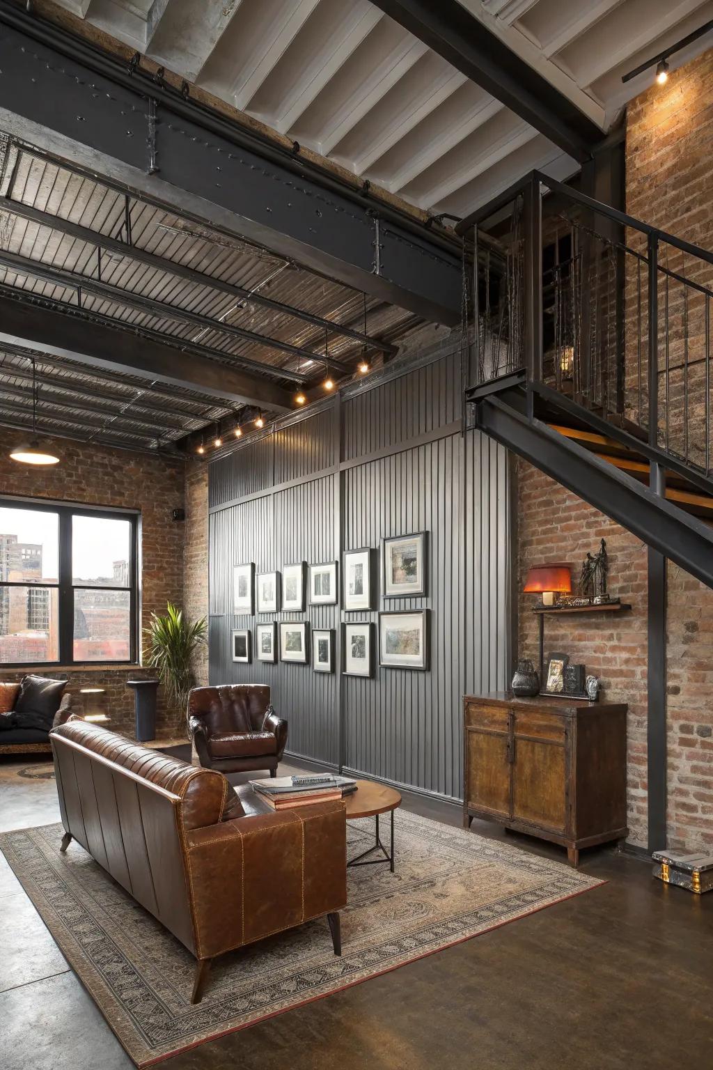 An urban loft through chic industrial metal paneling.